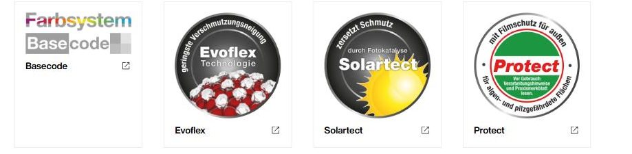 Brillux sertifikatai: Basecode, Evoflex, Solartect, Protect